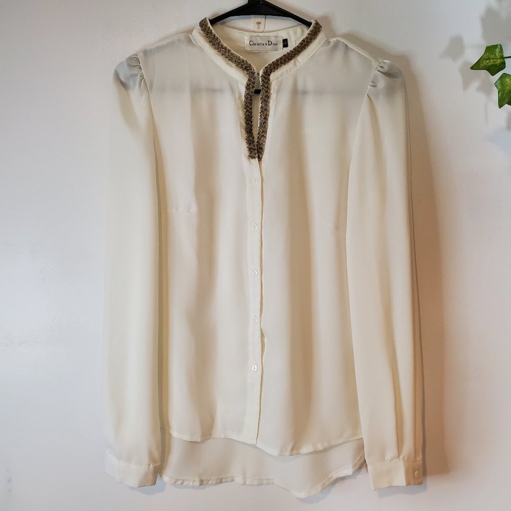Christian Dior White Long Sleeve Top